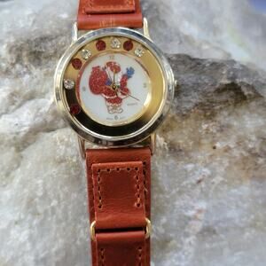 Vintage Servon Santa Claus Christmas Watch Holiday Rhinestone Bezel Quartz Gift